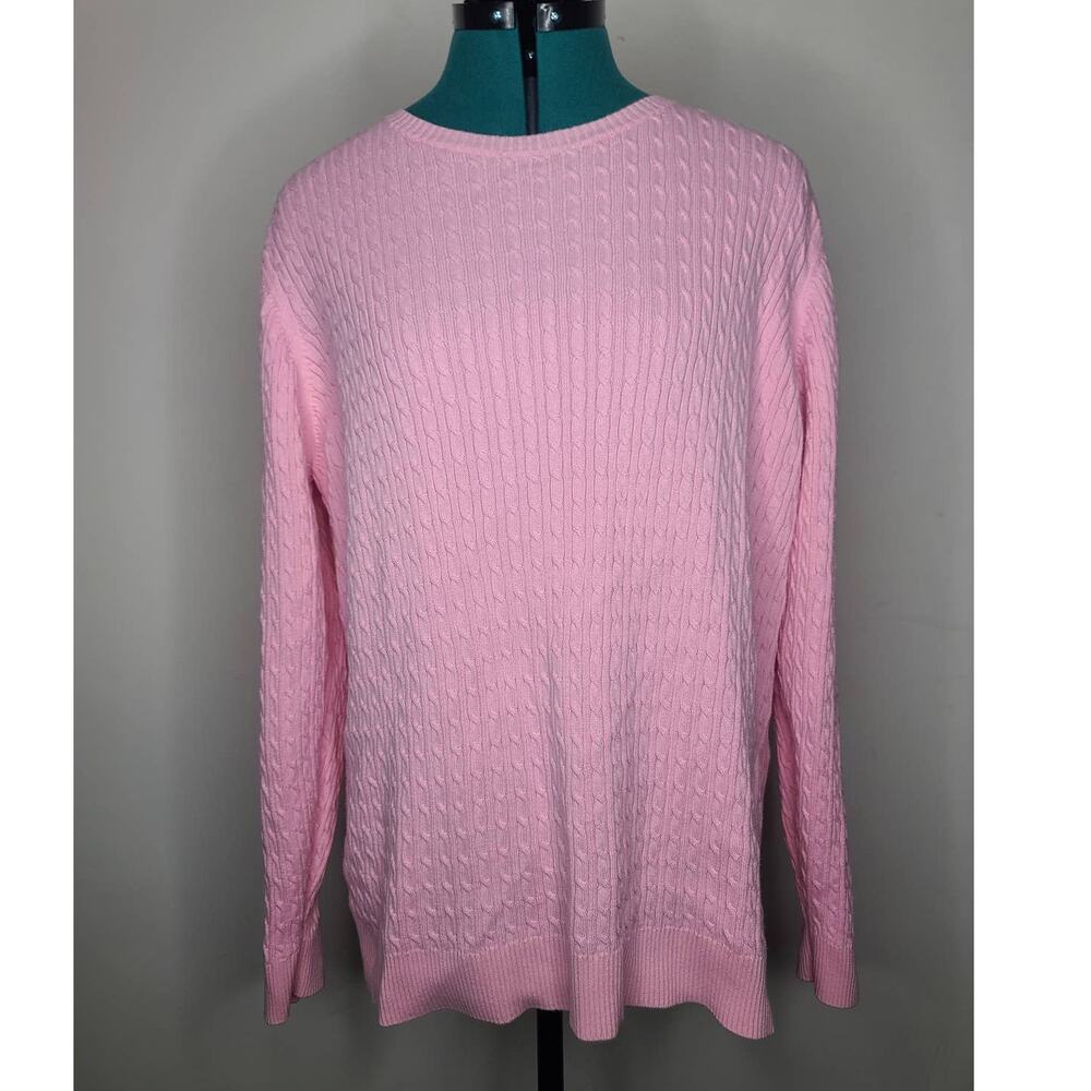 Lands End pink long sleeve cable knit sweater - XL